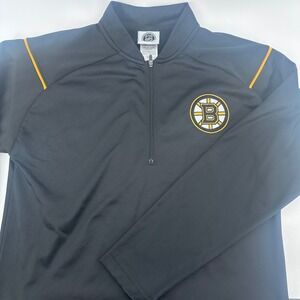 Boston Bruins Pullover Mens Small Black Gold Quarter Zip Jacket NHL Hockey